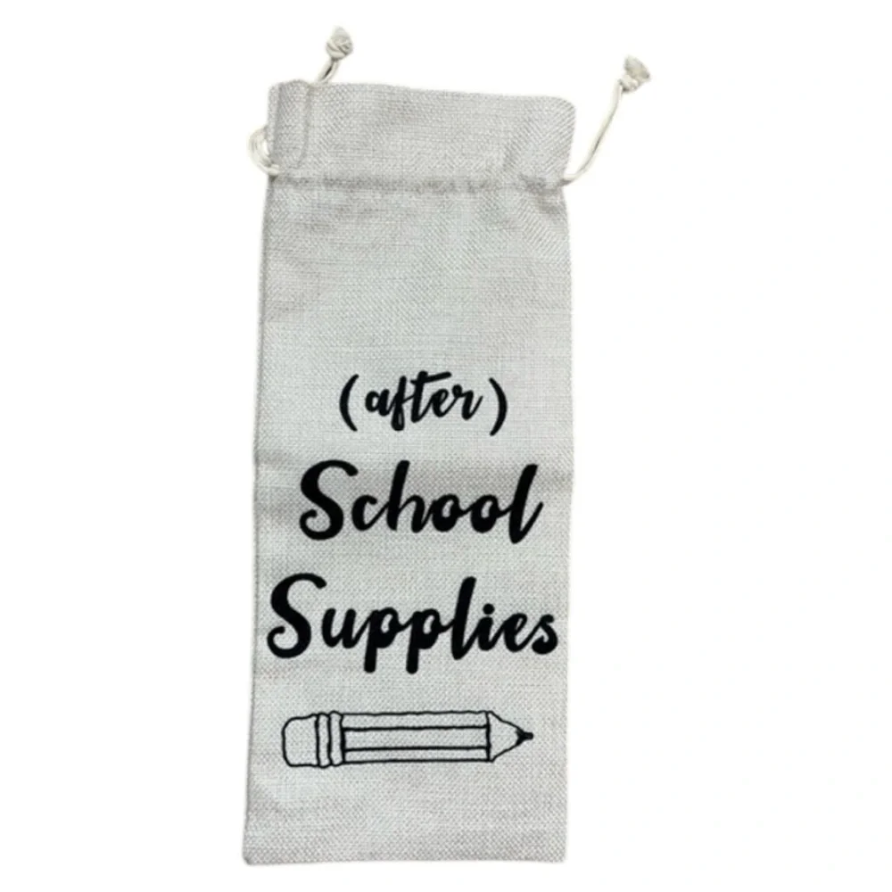 WINE BOTTLE GIFT BAG for Teachers Brown‎ Burlap-After School Supplies
